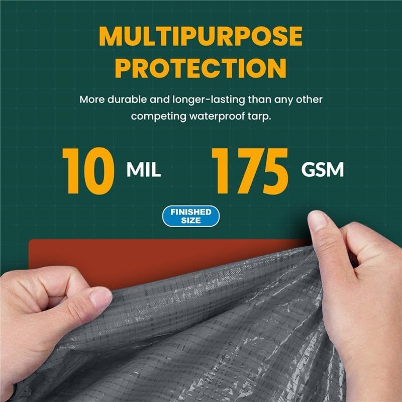 Tarp Cover 50X50 Silver/Black Heavy Duty Thick Material, Waterproof, Great for Tarpaulin Canopy Tent, Boat, RV Or Pool Cover! by Trademark Supplies