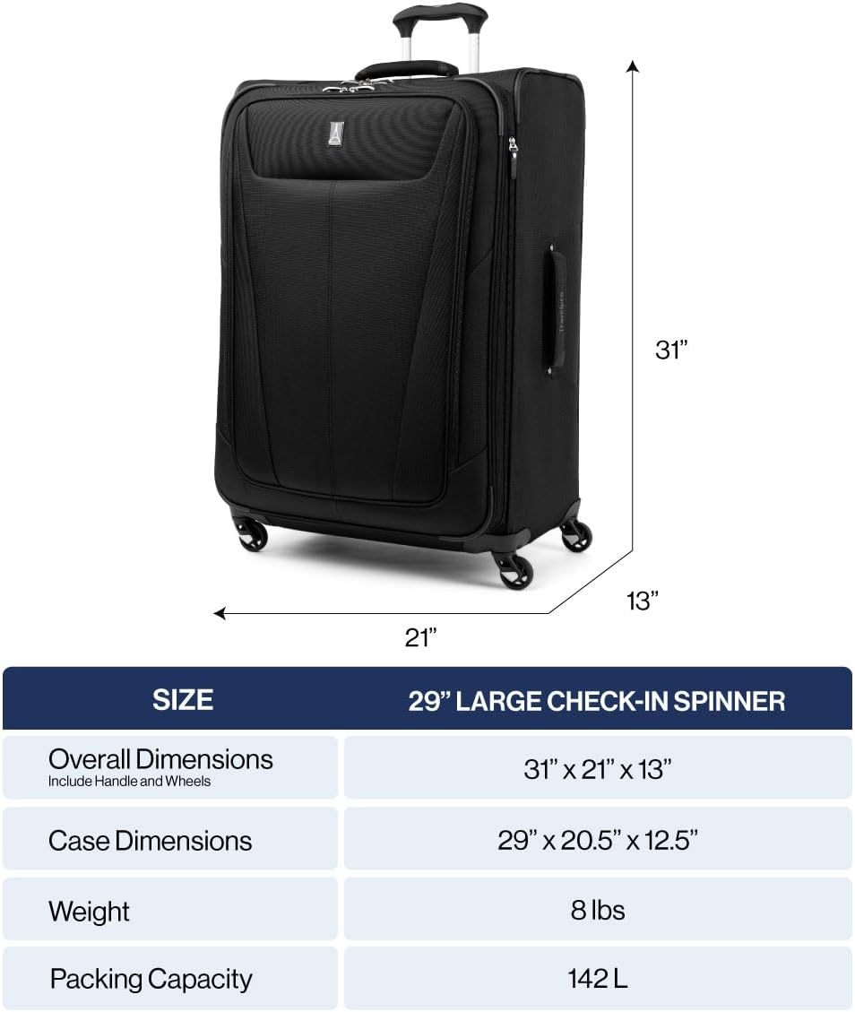Travelpro Maxlite 5 Softside Expandable Checked Luggage with 4 Spinner Wheels, Lightweight Suitcase, Men and Women, Dusty Rose Pink, Checked Large 29-Inch