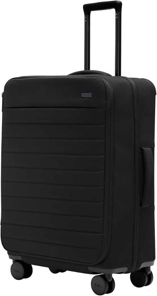 Away Softside Medium Checked Suitcase, 26 Inch Lightweight, Expandable Luggage For Men & Women, Durable Nylon Exterior, TSA Approved Lock, Idea1 For Trips 1-2 Weeks, Jet Black