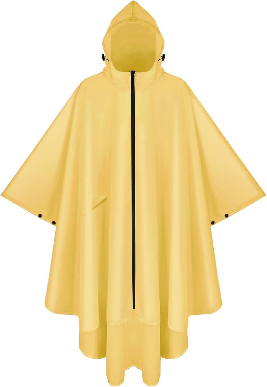 PTEROMY Hooded Rain Poncho for Adult with Pocket and Zipper, Waterproof Lightweight Raincoat for Men and Women