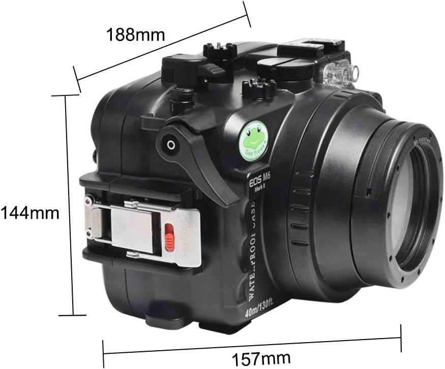 Sea frogs Underwater Camera Case Compatible with Canon EOS M6 Mark II 28MM IPX8 40m/130ft Maximum Diving Depth Waterproof Camera Housing for Diving, Surfing, Rowing, Skiing