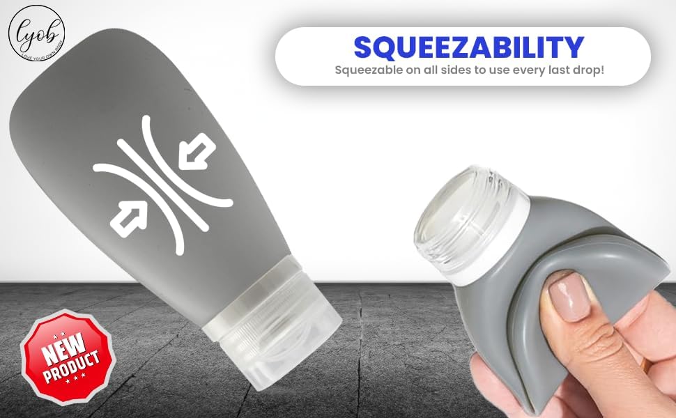Travel Bottles for Toiletries, TSA Approved 3 oz Leak Proof Silicone Refillable Squeeze Travel Size Containers BPA Free for Cleansers, Lotions, Shampoo w/Clear Bag (Earth Tone Colors)