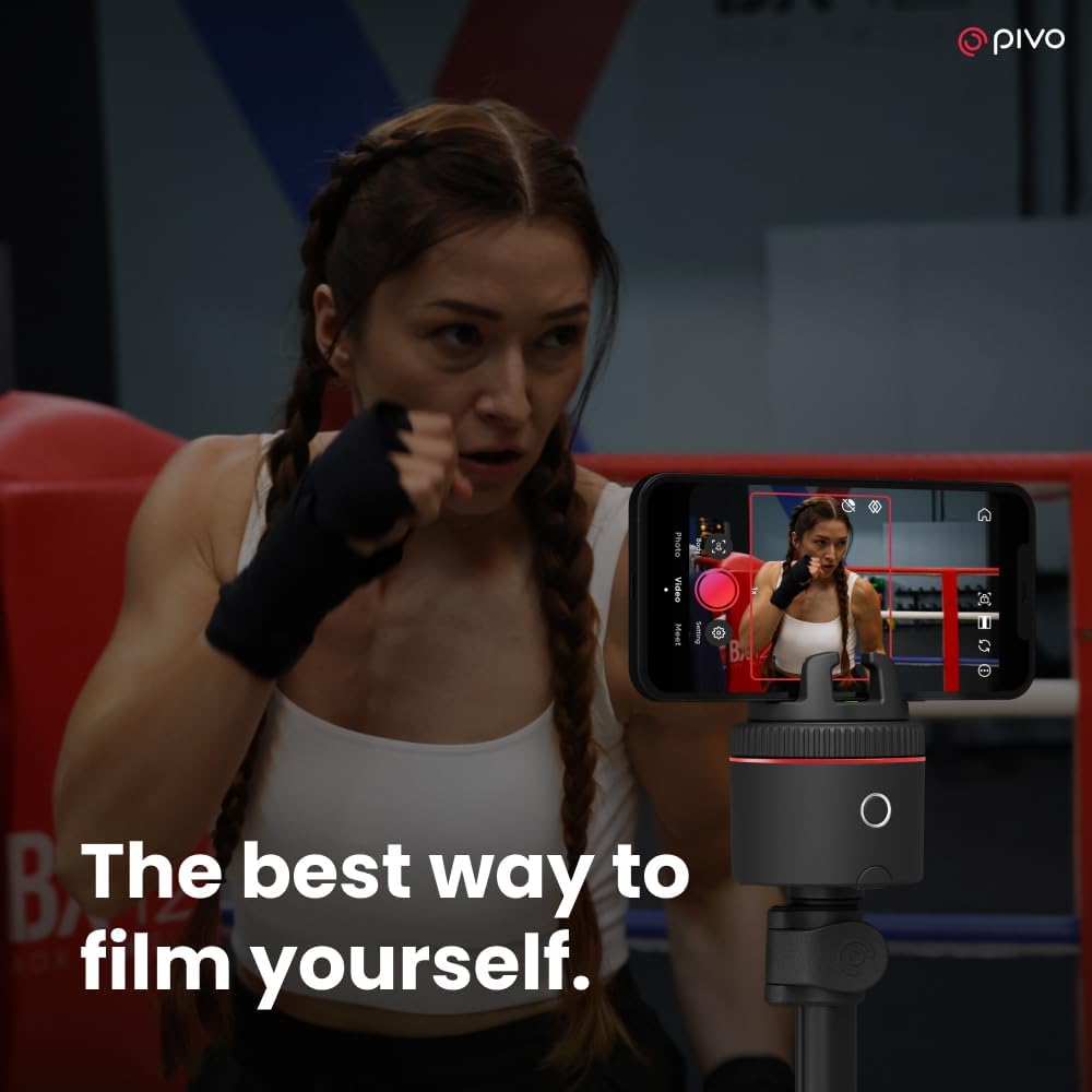 Pivo Pod Classic Auto Face Tracking Phone Holder, 360° Rotation, Content Creator Essentials for Fitness Tracker with Remote Control, Smart Mount, Travel Case, and Tripod