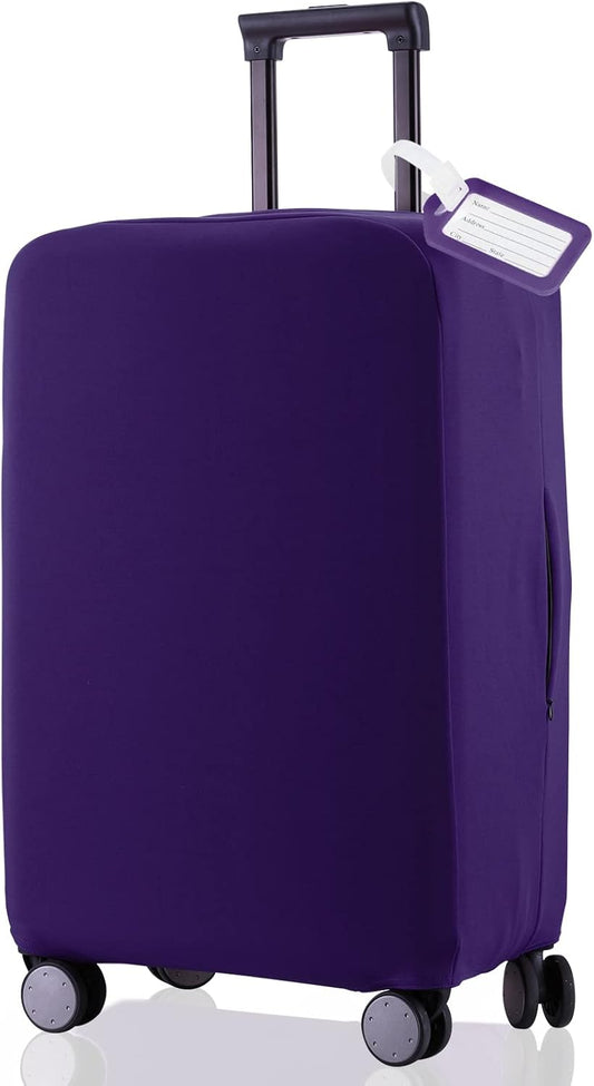 Travel Luggage Cover Suitcase Protector Scratch-Resistant Fit 19-31 Inch Suitcase, Not Included Suitcase (Purple, L(26-27 inch))