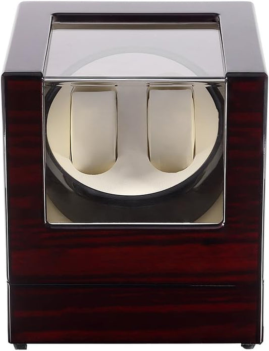 Uten Automatic Watch Winder Box Luxury Wooden Watch Storage Case, Double Watch Winder with Quiet Motor 4 Rotation Mode for Father's Day Gift for Him, Birthday Gift. Red