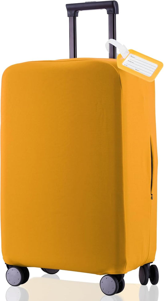 Travel Luggage Cover Suitcase Protector Scratch-Resistant Fit 19-31 Inch Suitcase, Not Included Suitcase (Yellow, S(19-21 inch))