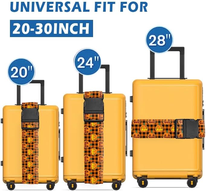 Luggage Straps for Suitcases Travel Belt Accessories, Cute Suitcase Strap, Adjustable Luggage Belt Strap, Heavy Duty with Quick-Release Buckle Luggage Strap Red Pumpkin