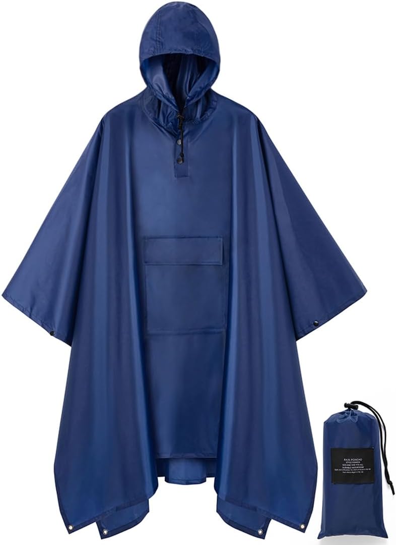salamra Hooded Rain Poncho Waterproof Raincoat Jacket for Men/Women/Adults with Pocket
