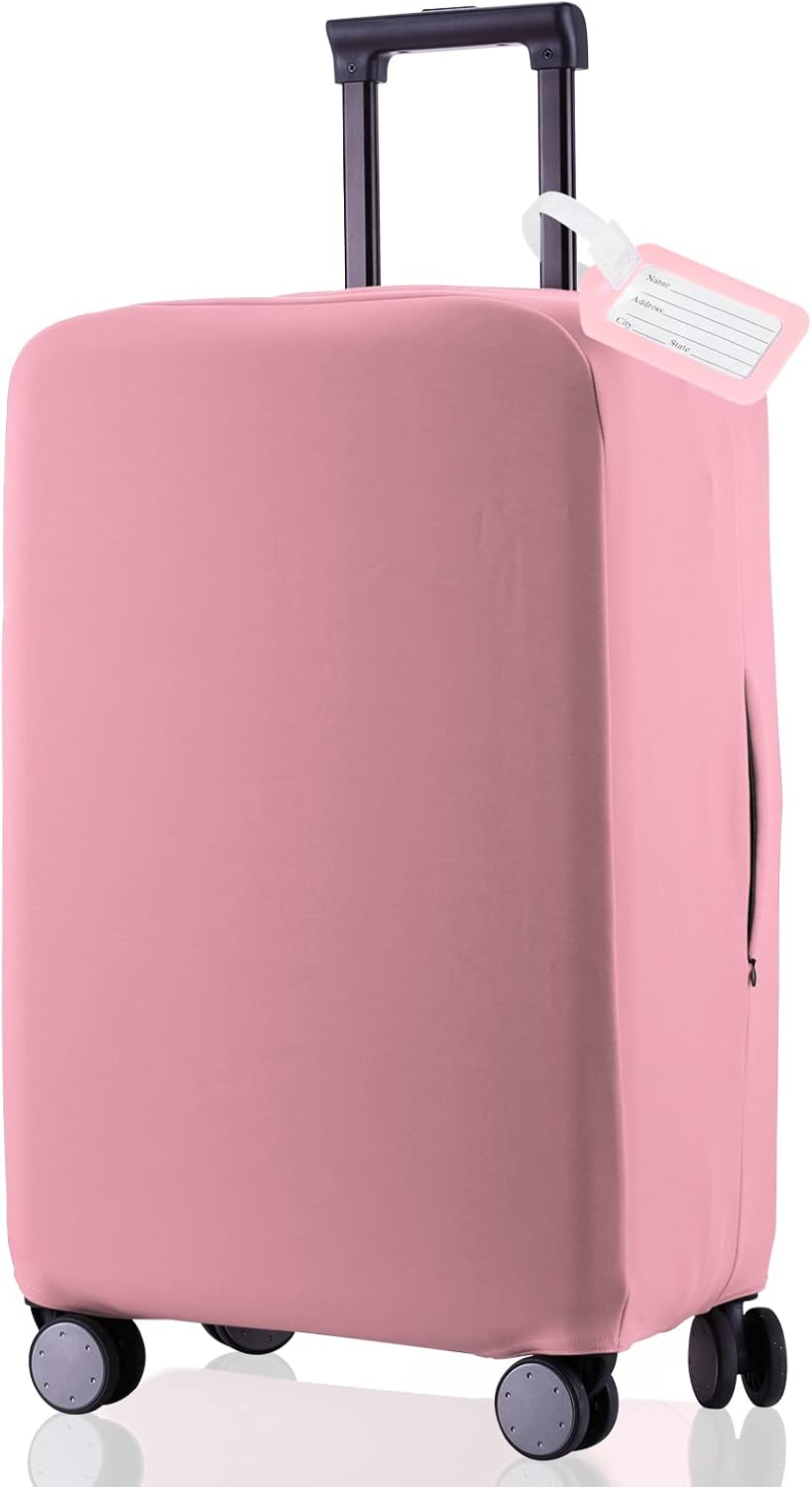 Travel Luggage Cover Suitcase Protector Scratch-Resistant Fit 19-31 Inch Suitcase, Not Included Suitcase (Pink, XL(28-29 inch))