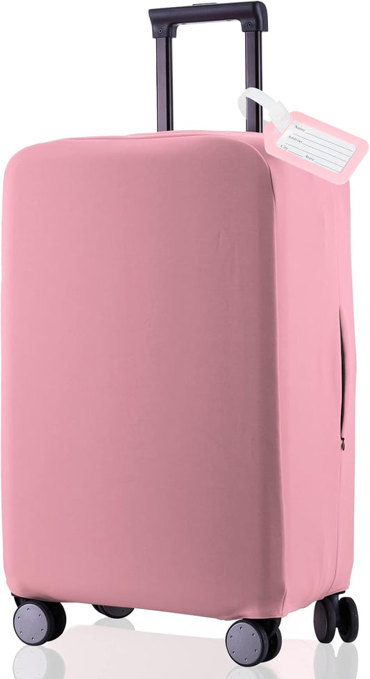 Travel Luggage Cover Suitcase Protector Scratch-Resistant Fit 19-31 Inch Suitcase, Not Included Suitcase (Pink, XL(28-29 inch))