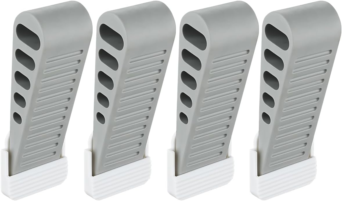 JQK Rubber Door Stopper Wedge, Grey 4 Pack Soft TPR Premium Door Stops for Bottom of Heavy Duty Door on Tile, Concrete, Carpet, Wooden Floor, DSB61-GY-P4