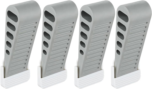 JQK Rubber Door Stopper Wedge, Grey 4 Pack Soft TPR Premium Door Stops for Bottom of Heavy Duty Door on Tile, Concrete, Carpet, Wooden Floor, DSB61-GY-P4