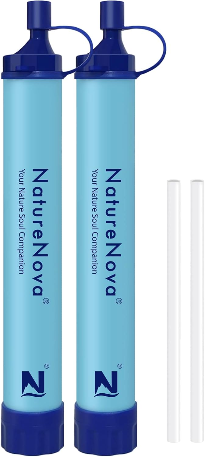 Personal Water Filter Straw Outdoor Portable Filtration Emergency Survival Gear Water Solutions Tactical Gear for Hiking Camping Accessories Travel Hunting Fishing Outing Backpacking