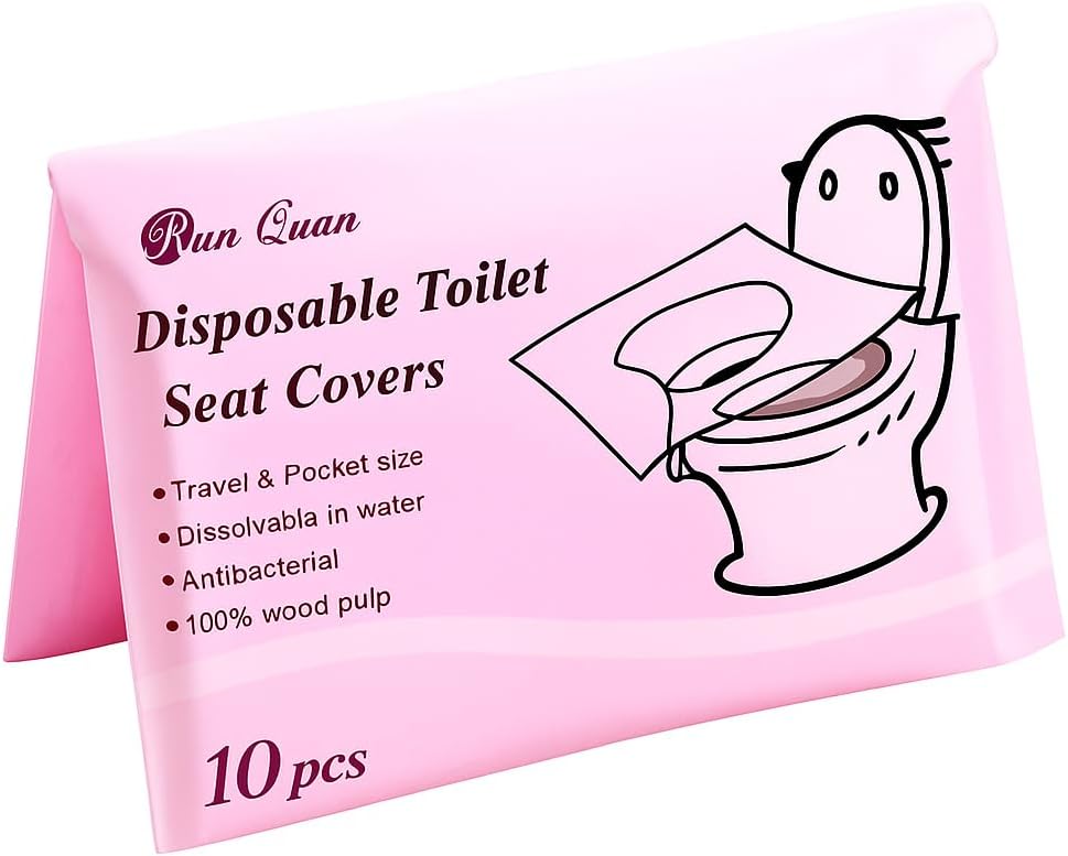 Disposable Toilet Seat Covers – Pack of 10 | Flushable & Portable Travel Toilet Seat Covers for Adults & Kids | Compact & Lightweight, Eco-Friendly Protection for Public Restrooms.