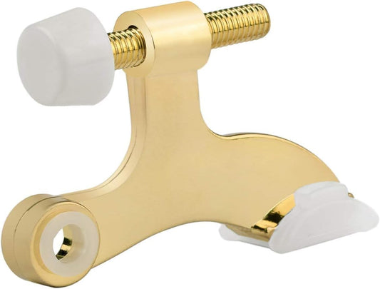 HOMOTEK 24 Pack Hinge Pin Bright Brass Door Stopper, Gold Door Stops, Adjustable Deluxe Heavy Duty Door Stopper 2-1/2"x1-3/4”,with White Rubber Bumper Tips