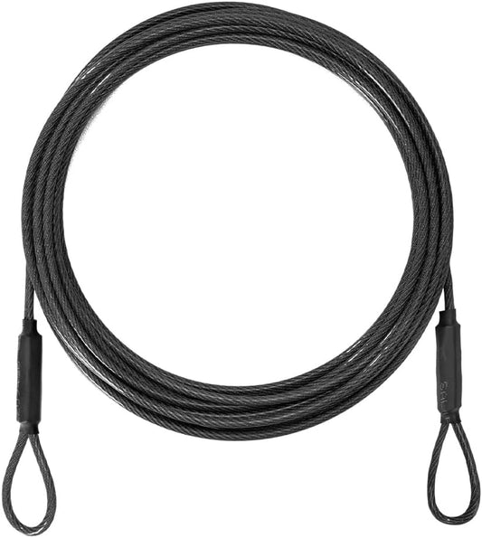 3.3mm (1/8 Inch) Outdoor Travel Stainless Steel Security Cable-20ft Luggage Lock Safety Wire Flexible Steel Wire Rope with Double Loop Safety for Luggage, Bike, Lock (Black, 20ft-(1Pack)