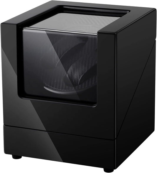 Uten Automatic Double Watch Winder Box, Luxury Wooden Storage Case for Mechanical Watch Winder with Quiet Motor 5 Rotation Mode, Black.