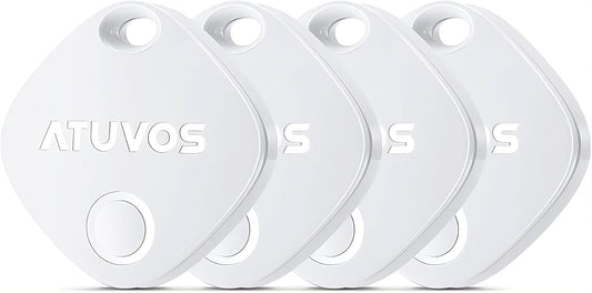 ATUVOS Air Tracker Tags-4 Pack, Bluetooth Luggage Tracker Works with Apple Find My APP (iOS Only, Not for Android), Keys Finder and Item Locator for Luggage, Backpack, Suitcases, Replaceable Battery
