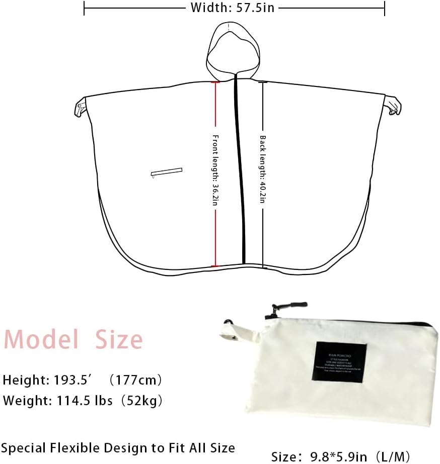 Rain Poncho Jacket Coat Hooded Zipper Style for Women/Men/Adult with Pocket