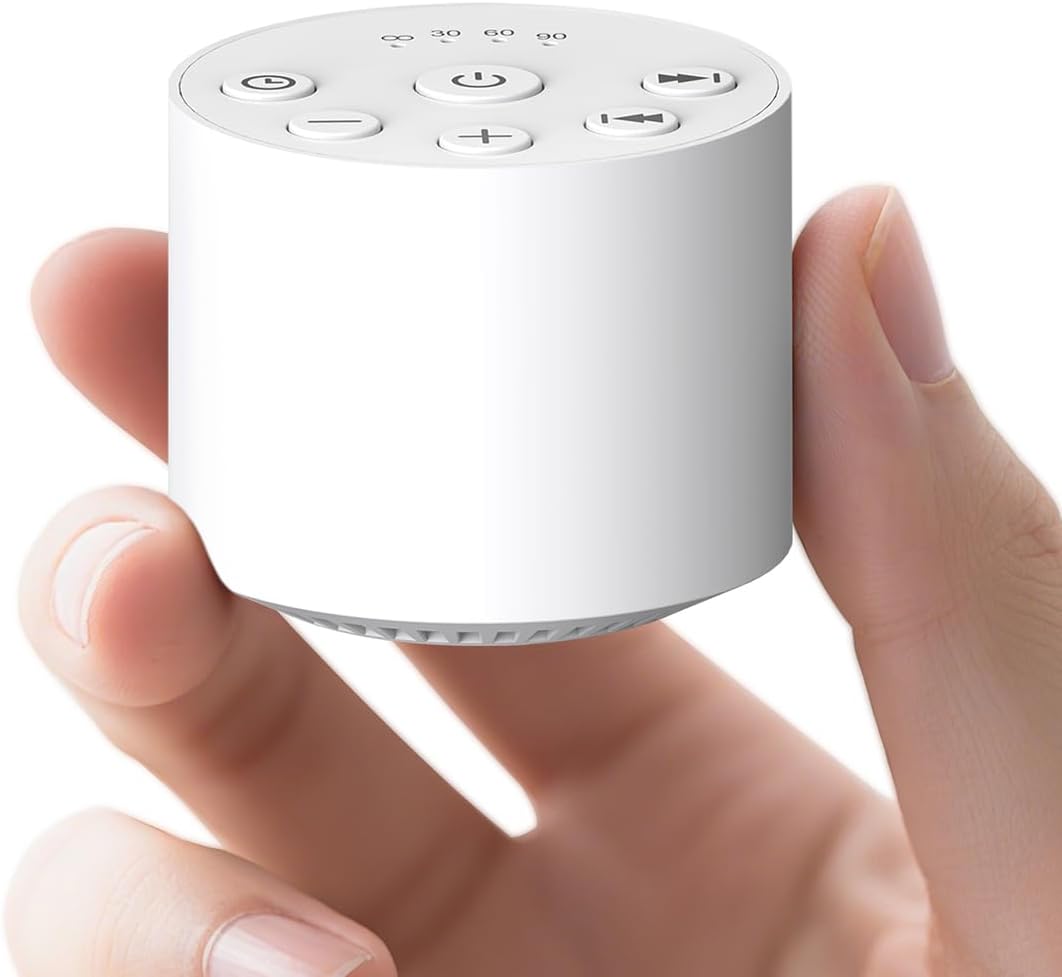 Color Noise Sleep Sound Machine Portable White Noise Machines with 30 Soothing Sounds 32 Levels Volume 4 Timer Options Compact Auto-Off Memory Function for Family Office Travel Everyone