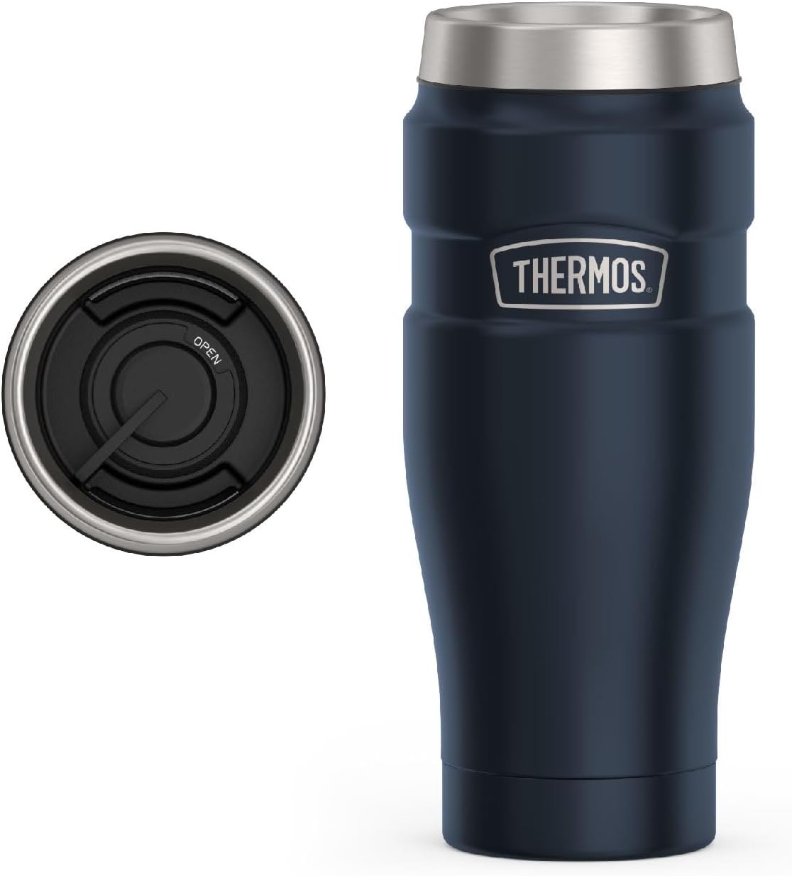 THERMOS Stainless King Vacuum-Insulated Travel Tumbler, 16 Ounce, Midnight Blue