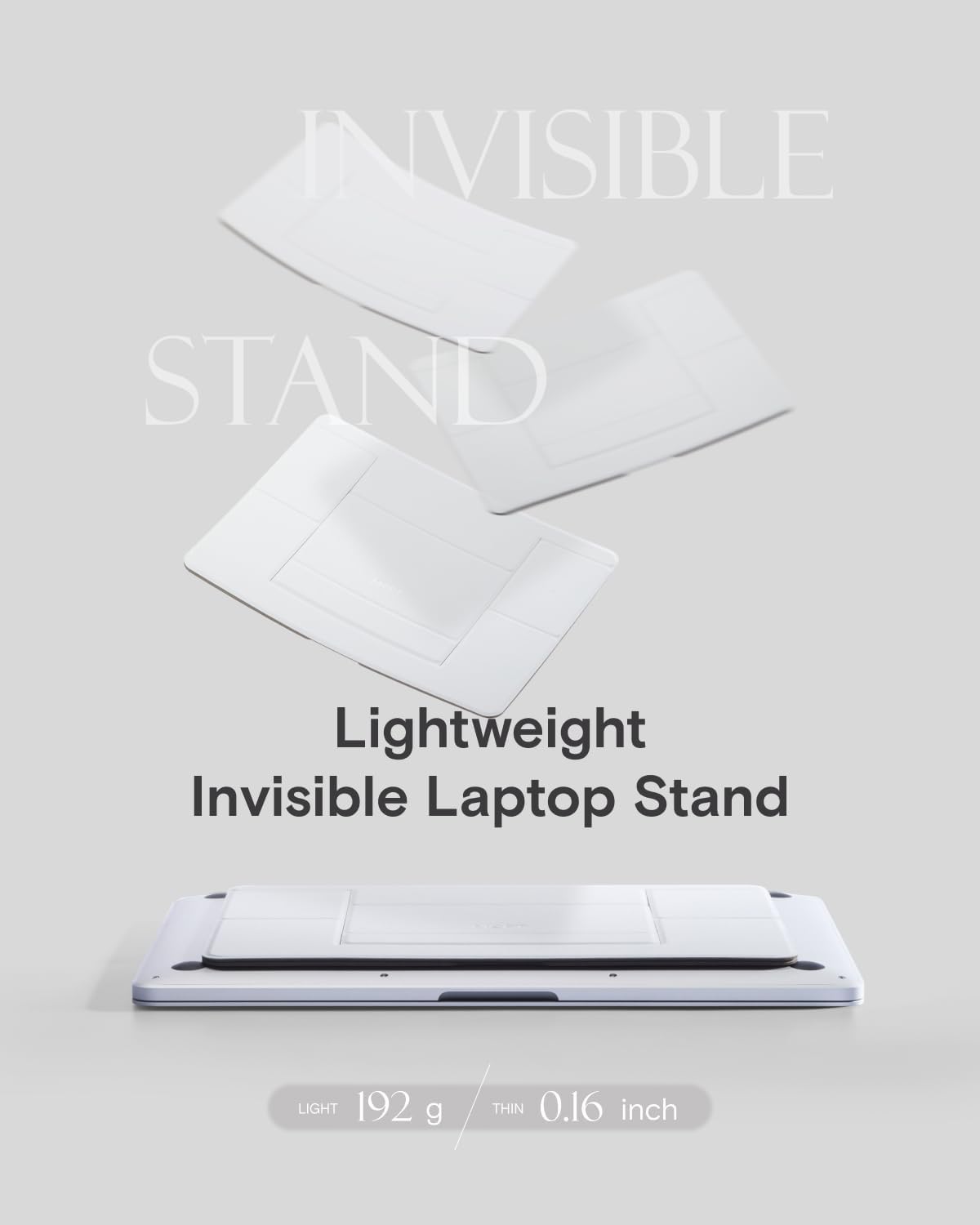 MOFT Invisible Laptop Stand for Desk, Stick-Free Tablet and Computer Stand with Dual-Angle, Foldable&Portable Laptop Riser Holder, Fits 7-11" Tablets&11-14" Laptops, Space Gray (Non-Adhesive Version)