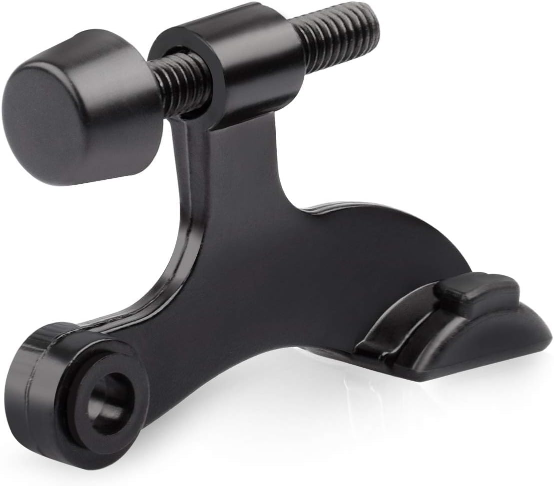 HOMOTEK 12 Pack Hinge Pin Black Door Stopper,Adjustable Deluxe Heavy Duty Door Stopper 2-1/2"x1-3/4”,with Black Rubber Bumper Tips