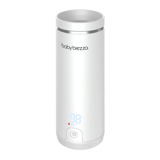 Baby Brezza SuperFast Portable Baby Bottle Warmer – 67% Faster - Travel Breastmilk Warmer and Formula Warmer - Safe, Even Heating - Up to 9oz - No Adapters, White