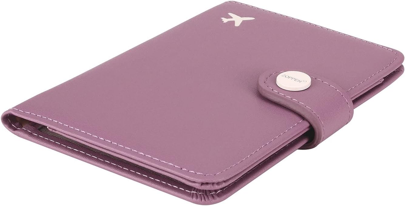 ZOPPEN Passport Holder Women, Passport Cover Travel Wallet Rfid Blocking Passport Wallet Cover Case Travel Essentials Document Organizer, Elegant Purple