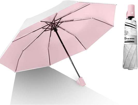 BAODINI Small UV Protection Travel Umbrella Compact for Rain and Sun UPF 50+ 41 inch Portable Umbrella for Women and Men