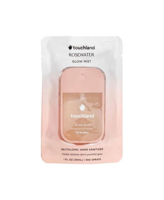 Touchland Glow Mist Revitalizing Hand Sanitizer Spray, Rosewater scented, 1FL. OZ. Travel Size