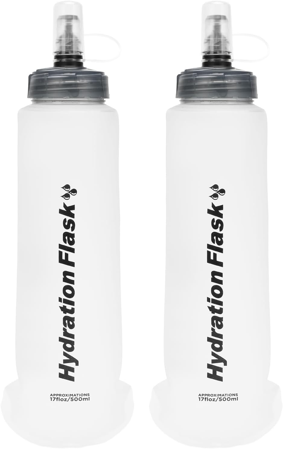 TRIWONDER TPU Collapsible Flask BPA-Free Soft Folding Water Bottles for Hydration Pack - Ideal for Running Hiking Cycling Climbing (500ml/16.9oz - White - Pack of 2)