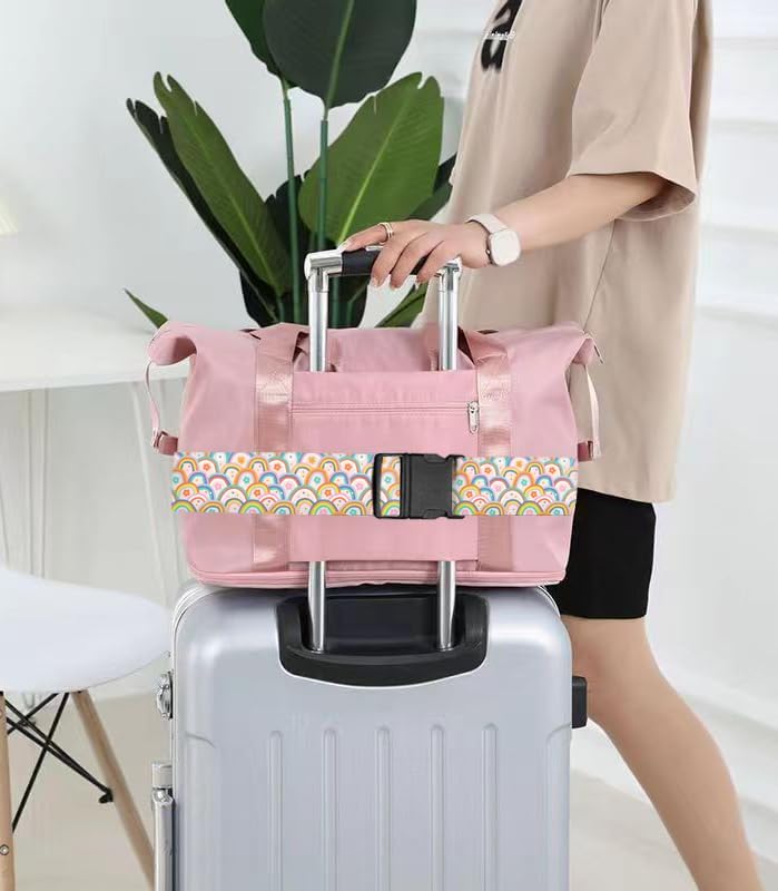 Luggage Straps for Suitcases Travel Belt Accessories, Cute Suitcase Strap, Adjustable Luggage Belt Strap, Heavy Duty with Quick-Release Buckle Luggage Strap Cute Colorful Rainbow