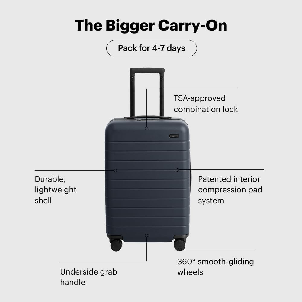 Away Bigger Carry-On Luggage, Lightweight Hardside Large Suitcase with Spinner Wheels, TSA Lock, Airline Approved, Tango Red