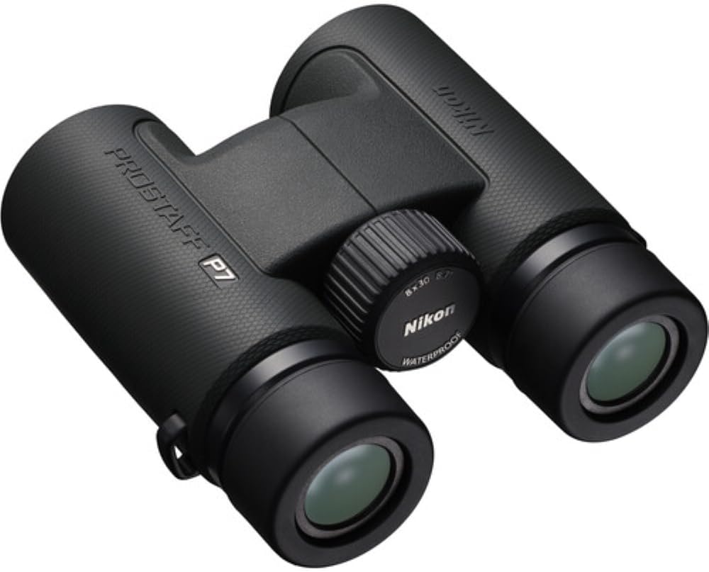 Nikon PROSTAFF P7 8x30 Binoculars Bundled with Harness Strap + Deluxe Cleaning Kit + Smartphone to Binocular Adapter + Microfiber Cleaning Cloth (5 Items)