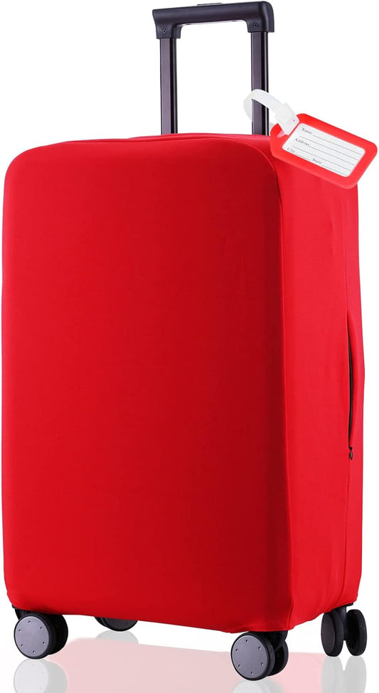 Travel Luggage Cover Suitcase Protector Scratch-Resistant Fit 19-31 Inch Suitcase, Not Included Suitcase (Red, S(19-21 inch))