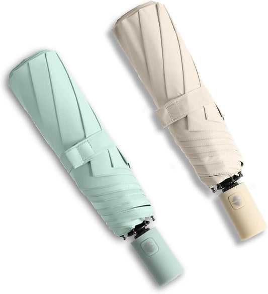 BAODINI Small UV Protection Travel Umbrella Compact for Rain and Sun UPF 50+ 41 inch Portable Umbrella for Women and Men