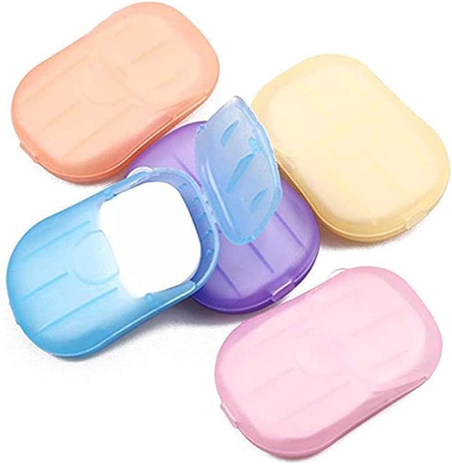 5 Boxes Eco Travel Soap Leaves, Portable Cleanser with 5 Scents,Paper Hand Cleaner Fragrance Color Soaps Papers, Soap Sheet,Paper Soaps for Travel,Hand Washing Sheets for Camping/Hiking (6.5x4cm)