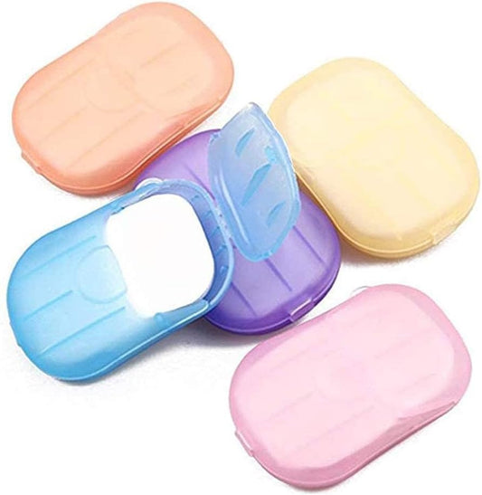 5 Boxes Eco Travel Soap Leaves, Portable Cleanser with 5 Scents,Paper Hand Cleaner Fragrance Color Soaps Papers, Soap Sheet,Paper Soaps for Travel,Hand Washing Sheets for Camping/Hiking (6.5x4cm)