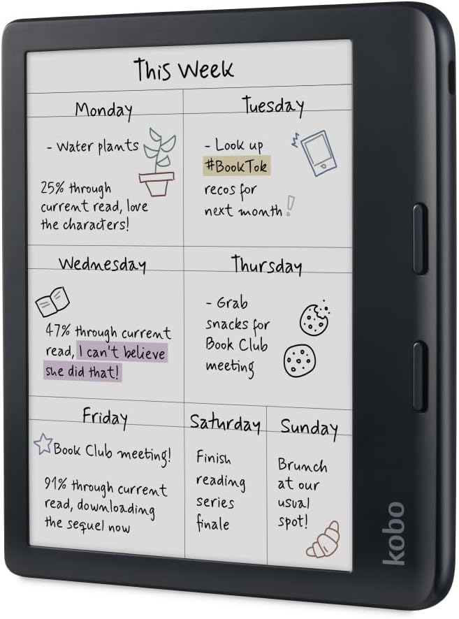 Kobo Libra Colour | eReader | 7” Glare-Free Colour E Ink Kaleido™ 3 Display | Dark Mode Option | Audiobooks | Waterproof | Black