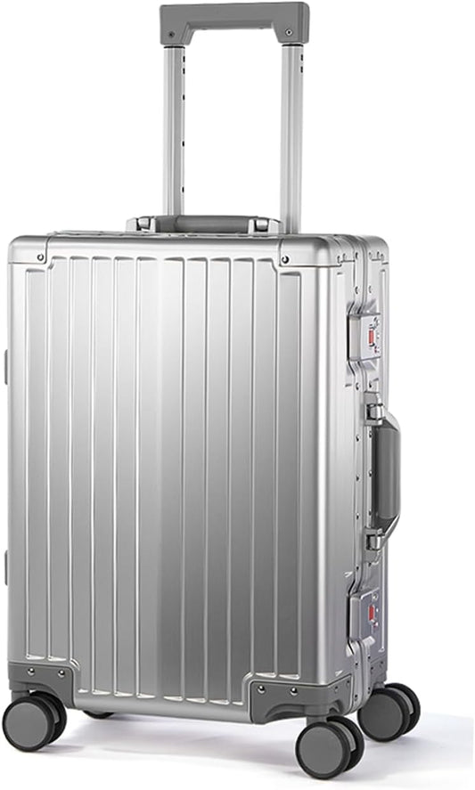 UrbanExplorer All Aluminum Carry On Luggage 22x14x9 Airline Approved Heavy Duty Hard Shell Suitcases Zipperless Suitcase with TSA Lock, Sliver, 20 Inch