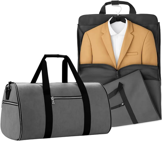Convertible Garment Bag for Travel – 2 in 1 Carry On Duffel Suit Bag with Shoulder Strap – Hanging Weekender Suitcase for Men & Women, Ideal for Business & Overnight Trips