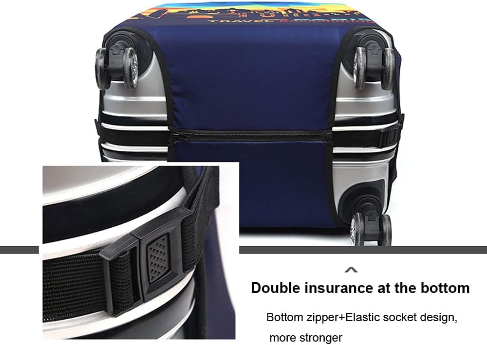 MosaiRudo Thicker Luggage Cover Elastic Suitcase Cover Protector Fits 18-32 Inch Suitcase Travel Accessories (World Travel, L)