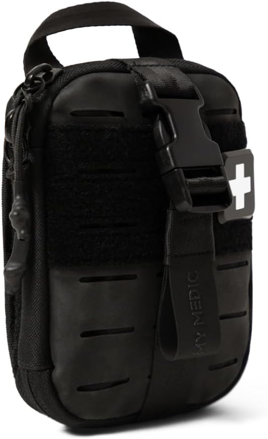 My Medic Sidekick Pro - Camping Hiking and Backpacking First Aid Kit - 70 Items with Tourniquet - HSA and FSA Eligible - Small Ifak Great for Travel or Motorcycle - Portable Emergency Kit – Black