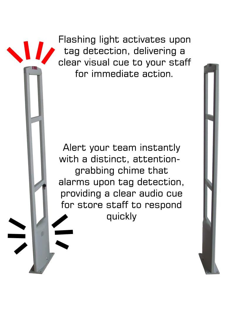 Full Starter Pack - EAS RF Retail and Clothing Store Security Tower Antenna System + 1000 Tags and Warning Stickers. Great for Shop Protection, Boutiqes, Store Security System Asset Protection