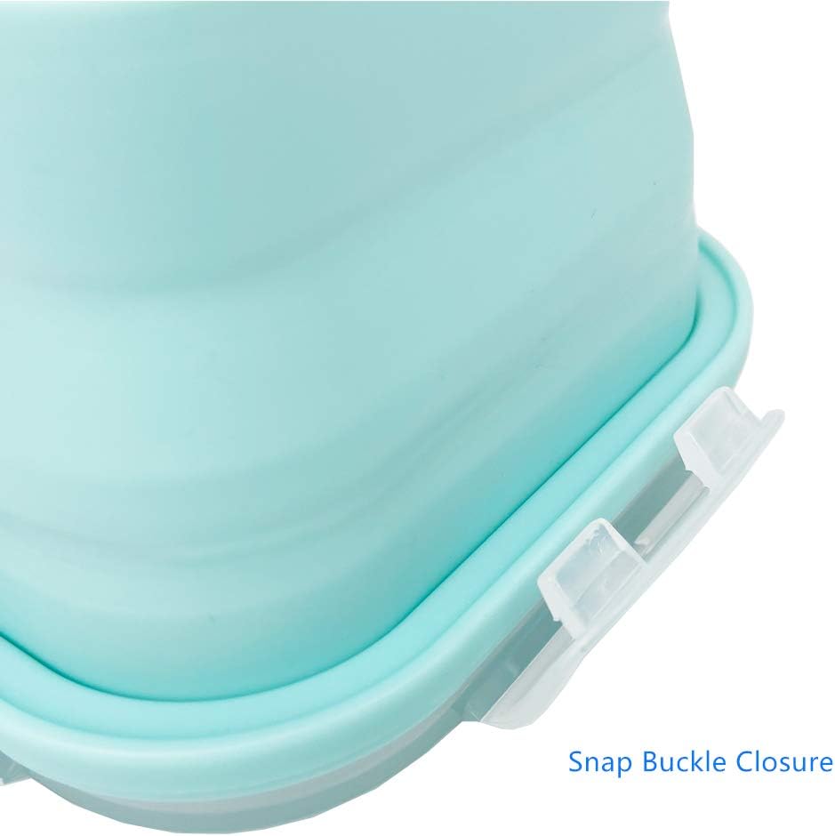 CARTINTS Silicone Collapsible Food Storage Containers-Prep/Storage Bowls with Lids - Set of 3 Square Silicone Lunch Containers - Microwave, Dishwasher and Freezer Safe (blue)