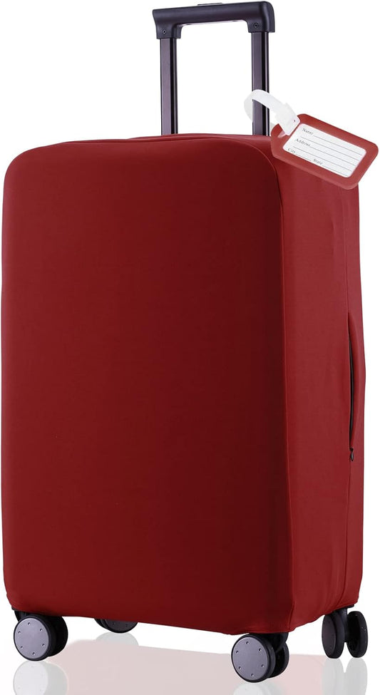 Travel Luggage Cover Suitcase Protector Scratch-Resistant Fit 19-31 Inch Suitcase, Not Included Suitcase (Claret, SX(22-23 inch))