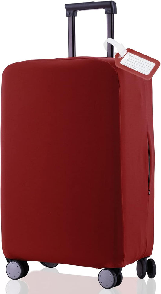 Travel Luggage Cover Suitcase Protector Scratch-Resistant Fit 19-31 Inch Suitcase, Not Included Suitcase (Claret, S(19-21 inch))
