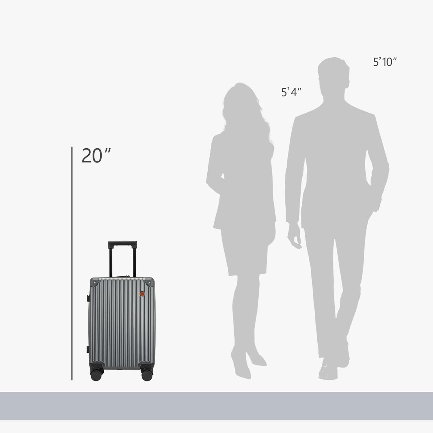 20 Inch Carry on Luggage,Airline Approved 22x14x9 Hard Shell Carry on Suitcase with 360° Spinner Wheels,TSA Lock and Lightweight Hardside Carry-on Luggage for Travel (Grey, 20 Inch)