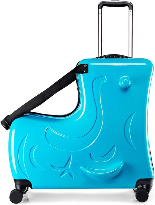 N-A Kids Ride On Suitcase with Wheels, Scooter Luggage for Toddlers Travel, Durable Children's Suitcase for Boys & Girls Ages 2-13 Years